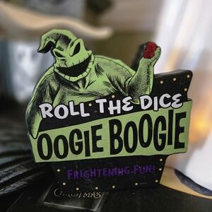 Disney The Nightmare Before Christmas Oogie Boogie Wood Sign 'Roll The Dice' NWT